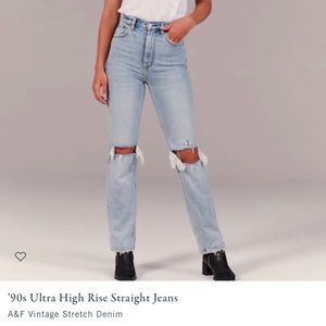 abercrombie and fitch 90s straight leg jeans high rise